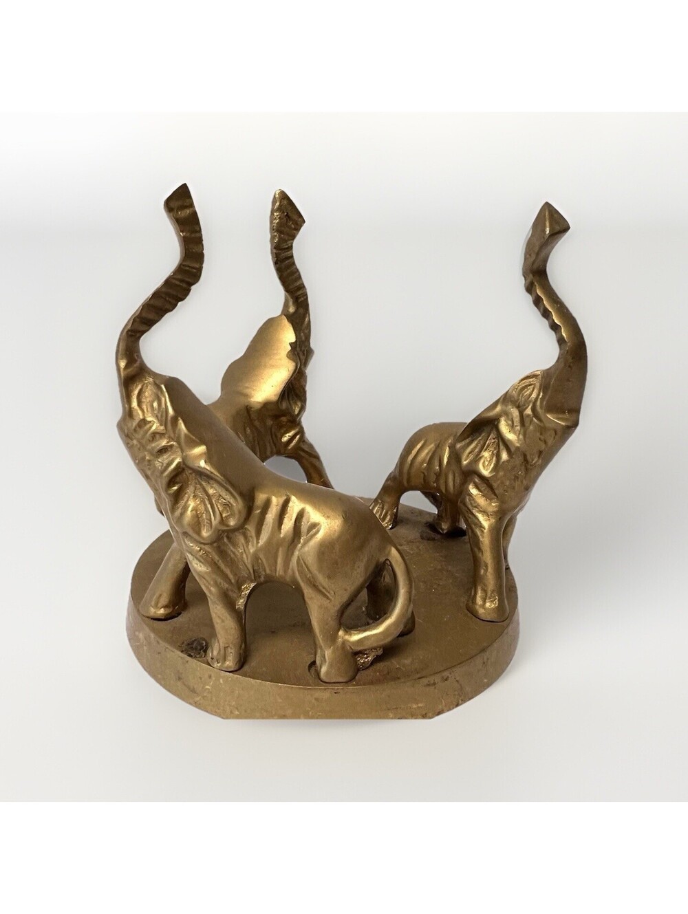 Brass Elephant 3 Elephants in a Circle Vintage Decor, Ring Holder